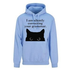 Funny Cat I Am Silently Correcting Your Grammar Unisex Surf Hoodie