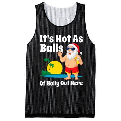 Funny Christmas In July Hot As Balls Santa Summer Party Gift Mesh Reversible Basketball Jersey Tank