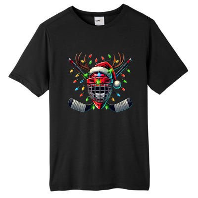 Funny Christmas Ice Hockey Santa Hat Lights Reindeer Xmas Funny Gift Tall Fusion ChromaSoft Performance T-Shirt