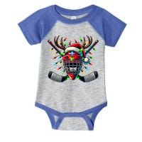 Funny Christmas Ice Hockey Santa Hat Lights Reindeer Xmas Funny Gift Infant Baby Jersey Bodysuit