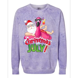 Funny Christmas In July Summer Flamingo Float Xmas Colorblast Crewneck Sweatshirt