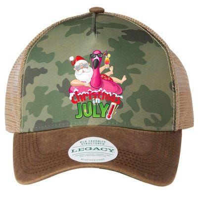 Funny Christmas In July Summer Flamingo Float Xmas Legacy Tie Dye Trucker Hat