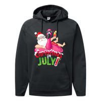 Funny Christmas In July Summer Flamingo Float Xmas Performance Fleece Hoodie