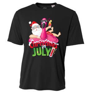 Funny Christmas In July Summer Flamingo Float Xmas Cooling Performance Crew T-Shirt