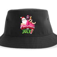 Funny Christmas In July Summer Flamingo Float Xmas Sustainable Bucket Hat