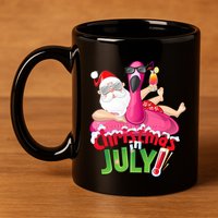 Funny Christmas In July Summer Flamingo Float Xmas 11oz C Handle Ceramic Mug