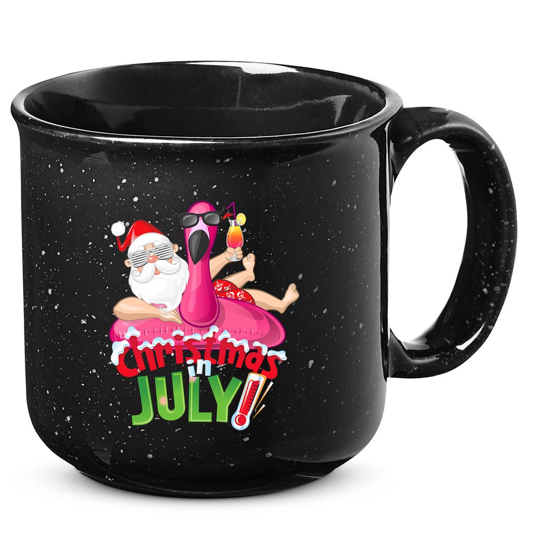 Funny Christmas In July Summer Flamingo Float Xmas 15oz Campfire Ceramic Mug
