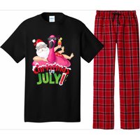 Funny Christmas In July Summer Flamingo Float Xmas Pajama Set