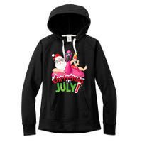 Funny Christmas In July Summer Flamingo Float Xmas Women's Fleece Hoodie