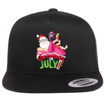 Funny Christmas In July Summer Flamingo Float Xmas Flatbill Hat