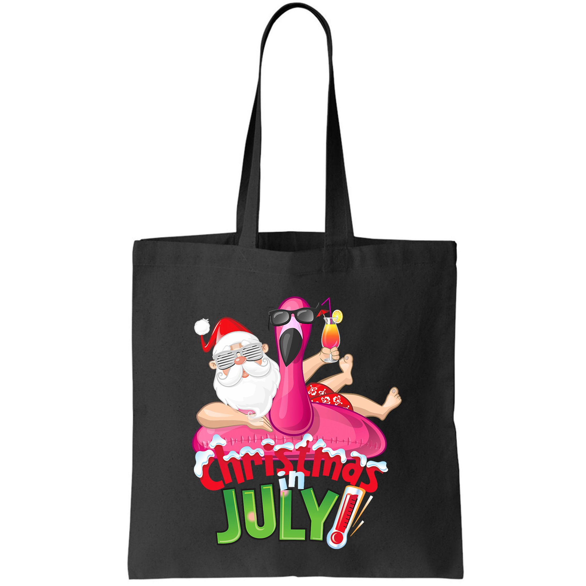 Funny Christmas In July Summer Flamingo Float Xmas Bag