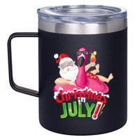 Funny Christmas In July Summer Flamingo Float Xmas 12oz Stainless Steel Coffee Mug