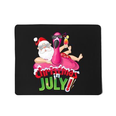 Funny Christmas In July Summer Flamingo Float Xmas Mousepad