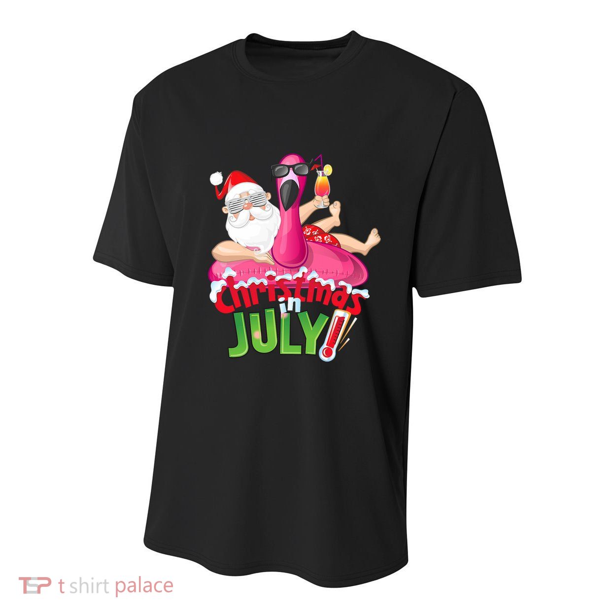 Funny Christmas In July Summer Flamingo Float Xmas Youth Performance Sprint T-Shirt
