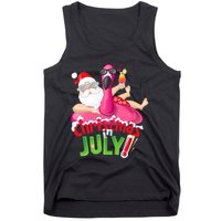 Funny Christmas In July Summer Flamingo Float Xmas Tank Top