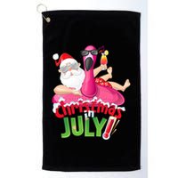 Funny Christmas In July Summer Flamingo Float Xmas Golf Towel
