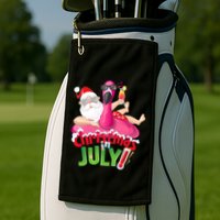 Funny Christmas In July Summer Flamingo Float Xmas Golf Towel