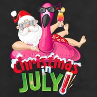 Funny Christmas In July Summer Flamingo Float Xmas Golf Towel