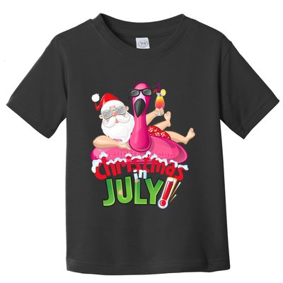 Funny Christmas In July Summer Flamingo Float Xmas Toddler T-Shirt