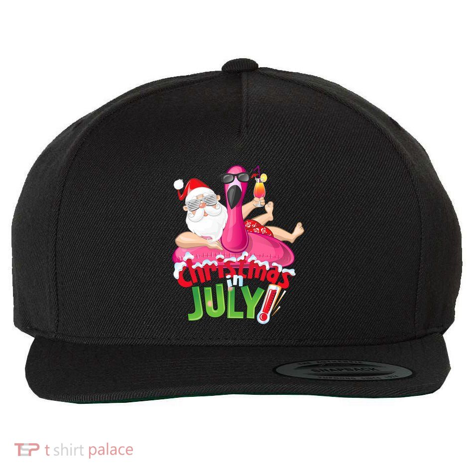 Funny Christmas In July Summer Flamingo Float Xmas Wool Snapback Cap