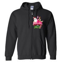 Funny Christmas In July Summer Flamingo Float Xmas Full Zip Hoodie