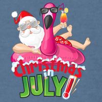 Funny Christmas In July Summer Flamingo Float Xmas Garment-Dyed Sweatshirt