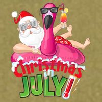 Funny Christmas In July Summer Flamingo Float Xmas Garment-Dyed Women's Muscle Tee