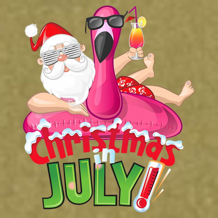 Funny Christmas In July Summer Flamingo Float Xmas Garment-Dyed Women's Muscle Tee