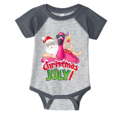 Funny Christmas In July Summer Flamingo Float Xmas Infant Baby Jersey Bodysuit