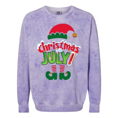 Funny Christmas In July Summer Elf Santa Xmas Colorblast Crewneck Sweatshirt