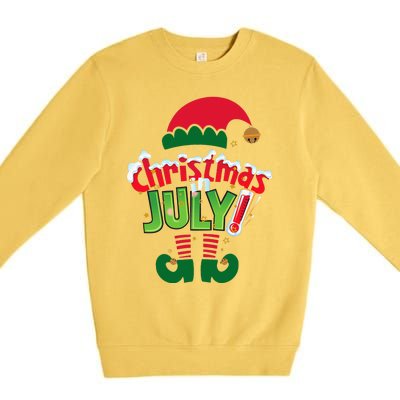 Funny Christmas In July Summer Elf Santa Xmas Premium Crewneck Sweatshirt