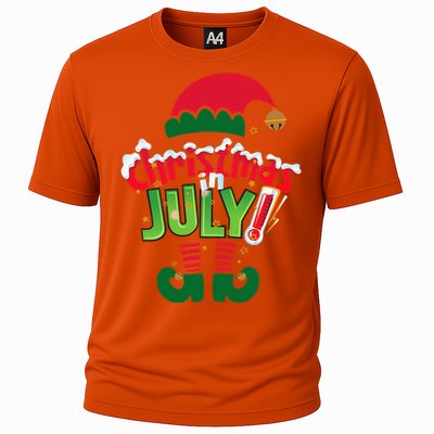 Funny Christmas In July Summer Elf Santa Xmas Cooling Performance Crew T-Shirt