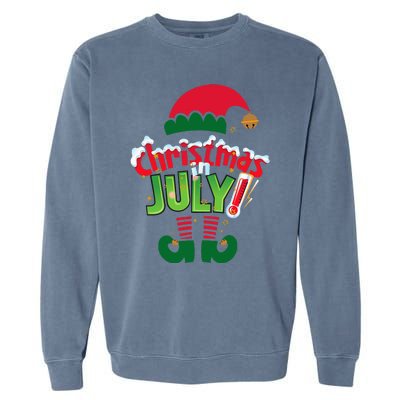 Funny Christmas In July Summer Elf Santa Xmas Garment-Dyed Sweatshirt