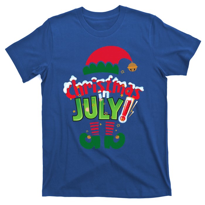 Funny Christmas In July Summer Elf Santa Xmas T-Shirt