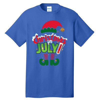 Funny Christmas In July Summer Elf Santa Xmas Tall T-Shirt