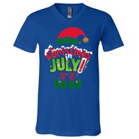 Funny Christmas In July Summer Elf Santa Xmas V-Neck T-Shirt