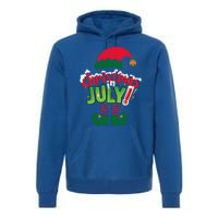 Funny Christmas In July Summer Elf Santa Xmas Premium Hoodie