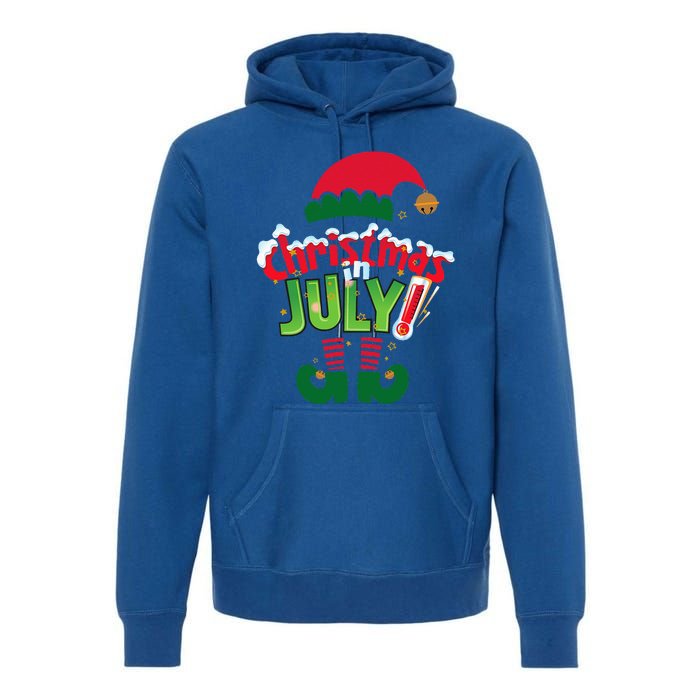 Funny Christmas In July Summer Elf Santa Xmas Premium Hoodie