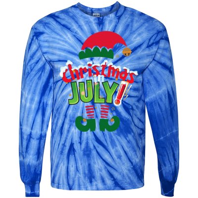 Funny Christmas In July Summer Elf Santa Xmas Tie-Dye Long Sleeve Shirt