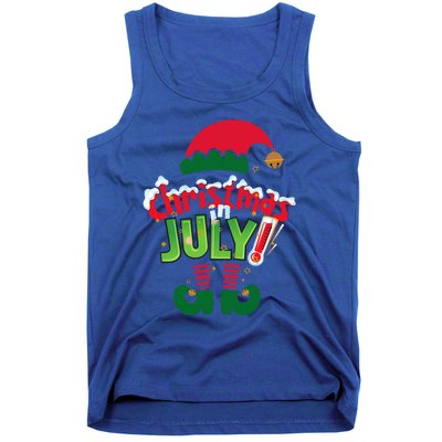 Funny Christmas In July Summer Elf Santa Xmas Tank Top