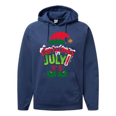 Funny Christmas In July Summer Elf Santa Xmas Performance Fleece Hoodie