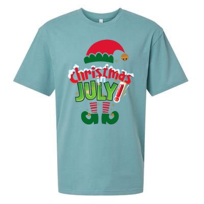 Funny Christmas In July Summer Elf Santa Xmas Sueded Cloud Jersey T-Shirt