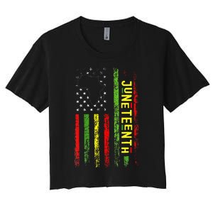 Freedom Celebrations In The 19th Century Juneteenth Flag Women's Crop Top Tee