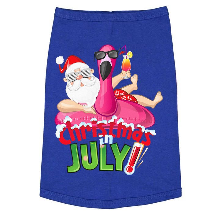 Funny Christmas In July Summer Flamingo Float Xmas Doggie Tank