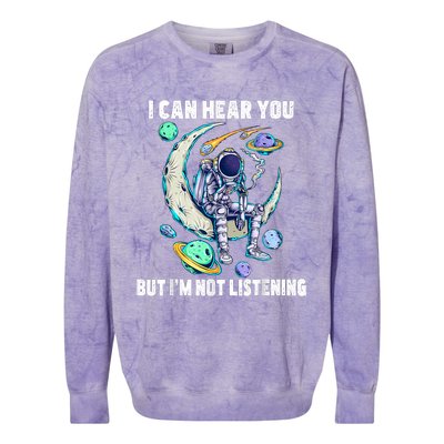 Funny Cat I Can Hear You But Im Listening Colorblast Crewneck Sweatshirt