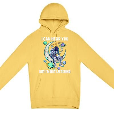 Funny Cat I Can Hear You But Im Listening Premium Pullover Hoodie