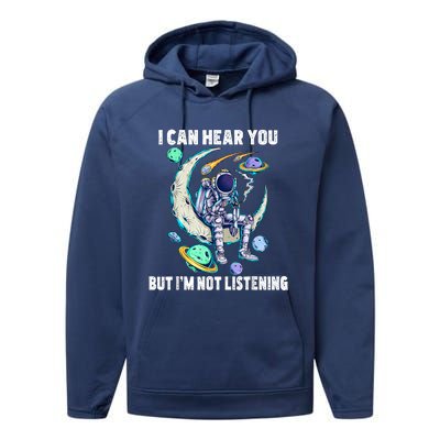 Funny Cat I Can Hear You But Im Listening Performance Fleece Hoodie