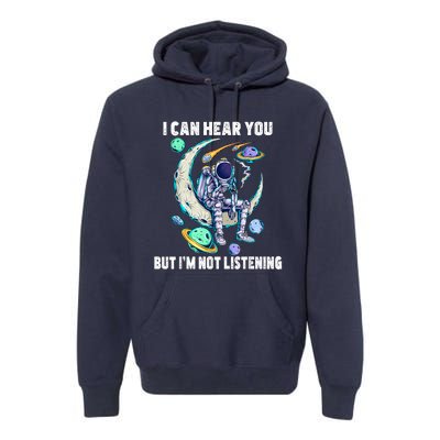 Funny Cat I Can Hear You But Im Listening Premium Hoodie