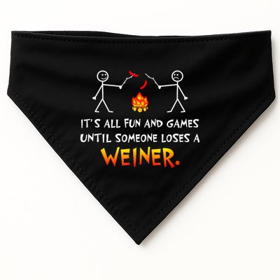 Funny Camp Its All Fun And Games Until Someone Loses Weiner Gift USA-Made Doggie Bandana