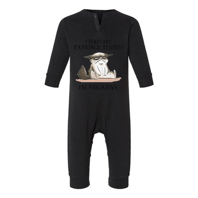 Funny Cat I Had My Patience Tested Im Negative Infant Fleece One Piece